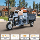 Electric Hydraulic Dump Cargo Tricycle Truck 1760lb Load Capacity, 60V 1500W Motor