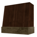 Espresso Wood Range Hood With Angled Front and Walnut Band - 30", 36", 42", 48", 54" and 60" Widths Available