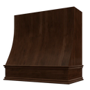 Espresso Wood Range Hood With Sloped Front and Decorative Trim - 30", 36", 42", 48", 54" and 60" Widths Available