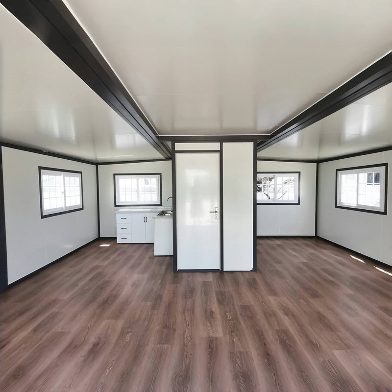 Expandable Prefab House 19ft x 20ft with Cabinet, White Roof