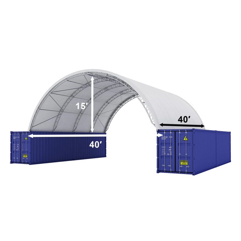 Gold Mountain Fortified 40'x40'x15' Double Truss Container Shelter