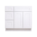 36 Inch White Shaker Single Sink Bathroom Vanity with Drawers on the Left