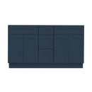 60 Inch Navy Blue Shaker Double Sink Bathroom Vanity with Drawers