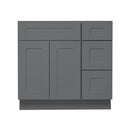36 Inch Grey Shaker Single Sink Bathroom Vanity with Drawers on the Right