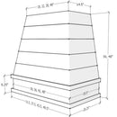 White Wood Range Hood With Tapered Shiplap Front and Block Trim - 30", 36", 42", 48", 54" and 60" Widths Available