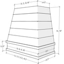 Grey Wood Range Hood With Tapered Shiplap Front and Block Trim - 30", 36", 42", 48", 54" and 60" Widths Available