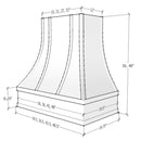 Black Range Hood With Curved Strapped Front and Block Trim - 30", 36", 42", 48", 54" and 60" Widths Available