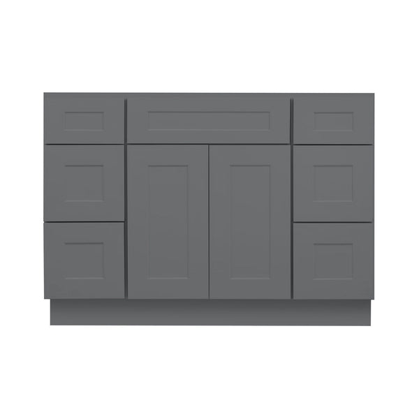 60 Inch Grey Shaker Single Sink Bathroom Vanity with Drawers