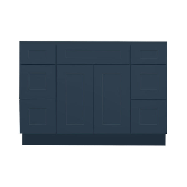 48 Inch Navy Blue Shaker Single Sink Bathroom Vanity with Drawers