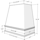 Primed Wood Range Hood With Tapered Front and Decorative Trim - 30", 36", 42", 48", 54" and 60" Widths Available