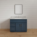 36 Inch Navy Blue Shaker Single Sink Bathroom Vanity with Drawers on the Left