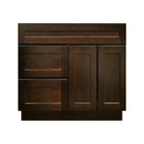 36 Inch Espresso Shaker Single Sink Bathroom Vanity with Drawers on the Left