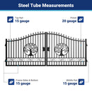16x8 ft Steel Dual Swing Driveway Gate with Tree Pattern