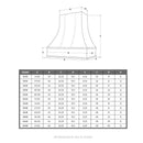 Chocolate Range Hood With Curved Front, Brass Strapping and Buttons - 30", 36", 42", 48", 54" and 60" Widths Available