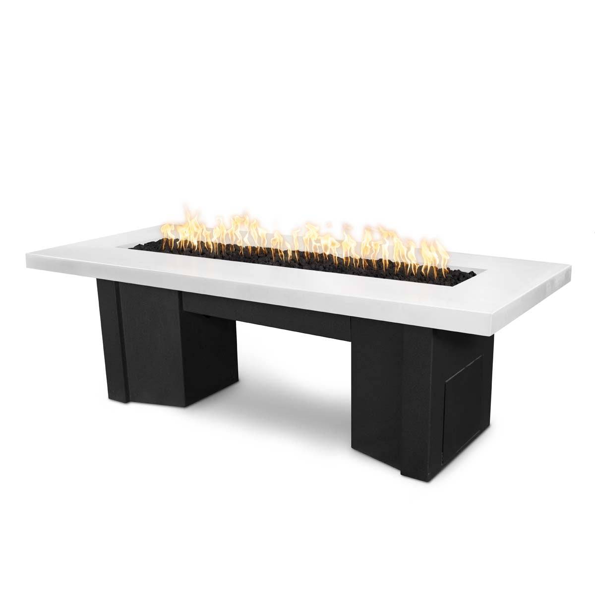The Outdoor Plus Alameda Fire Table Powder Coated White Top & Black Base OPT-ALMPCXX-BWC - Serenity Provision