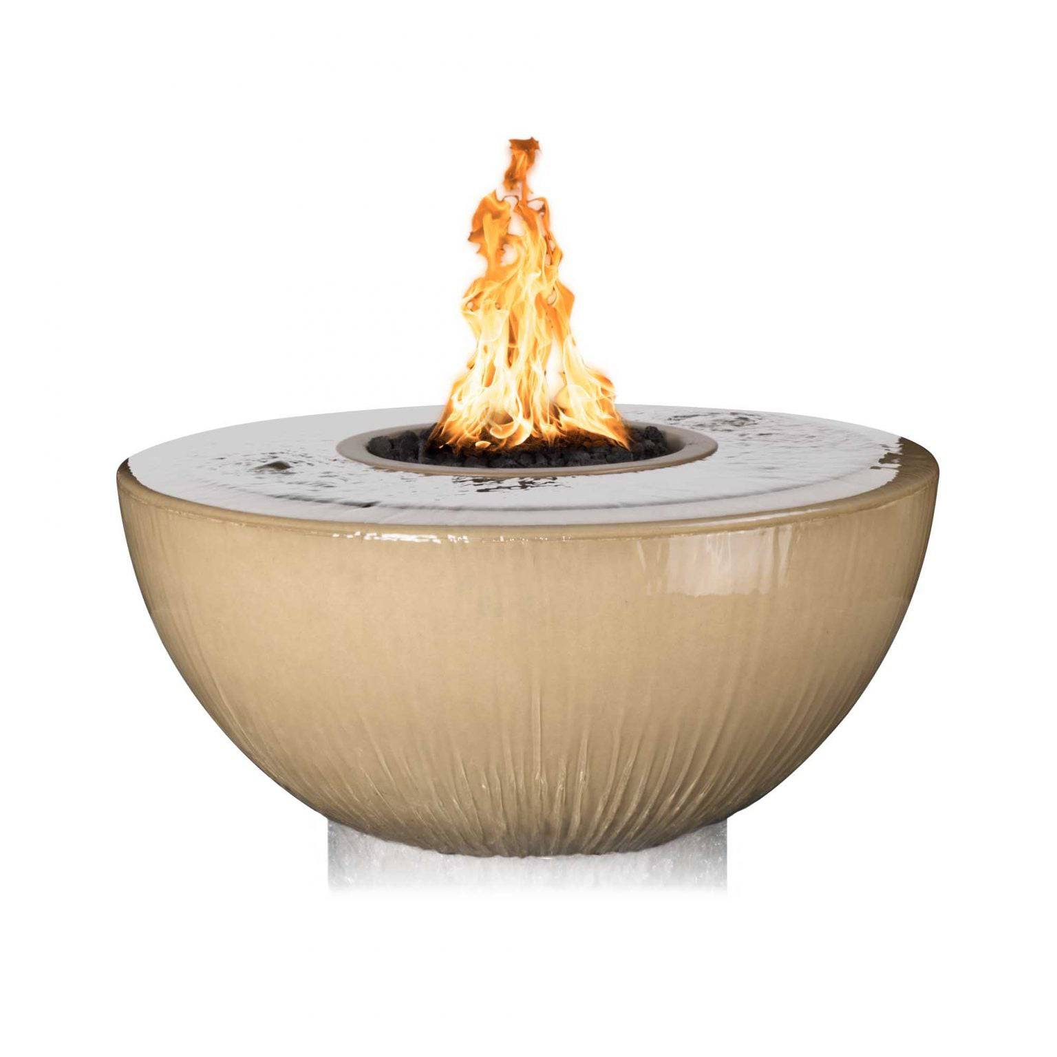 The Outdoor Plus 38" Sedona Fire & Water Bowl GFRC Concrete 360° Spill OPT-38FW360 - Serenity Provision