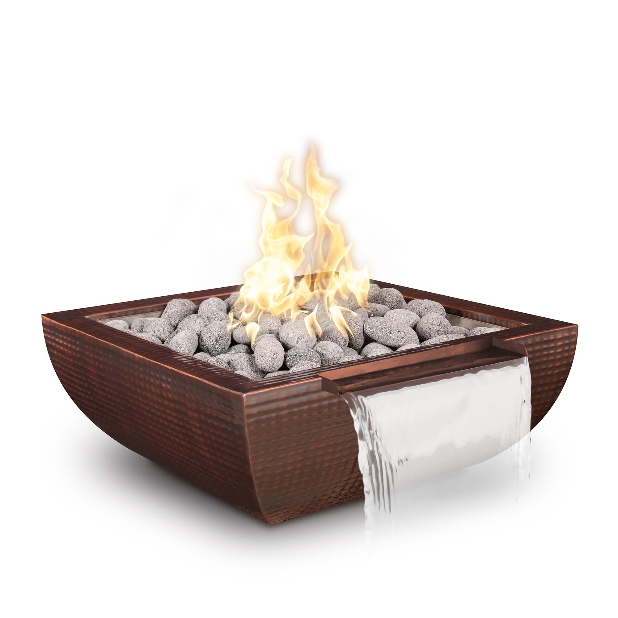 The Outdoor Plus Avalon Fire & Water Bowl Wide Spill Hammered Copper OPT-XXAVCPFWWS - Serenity Provision