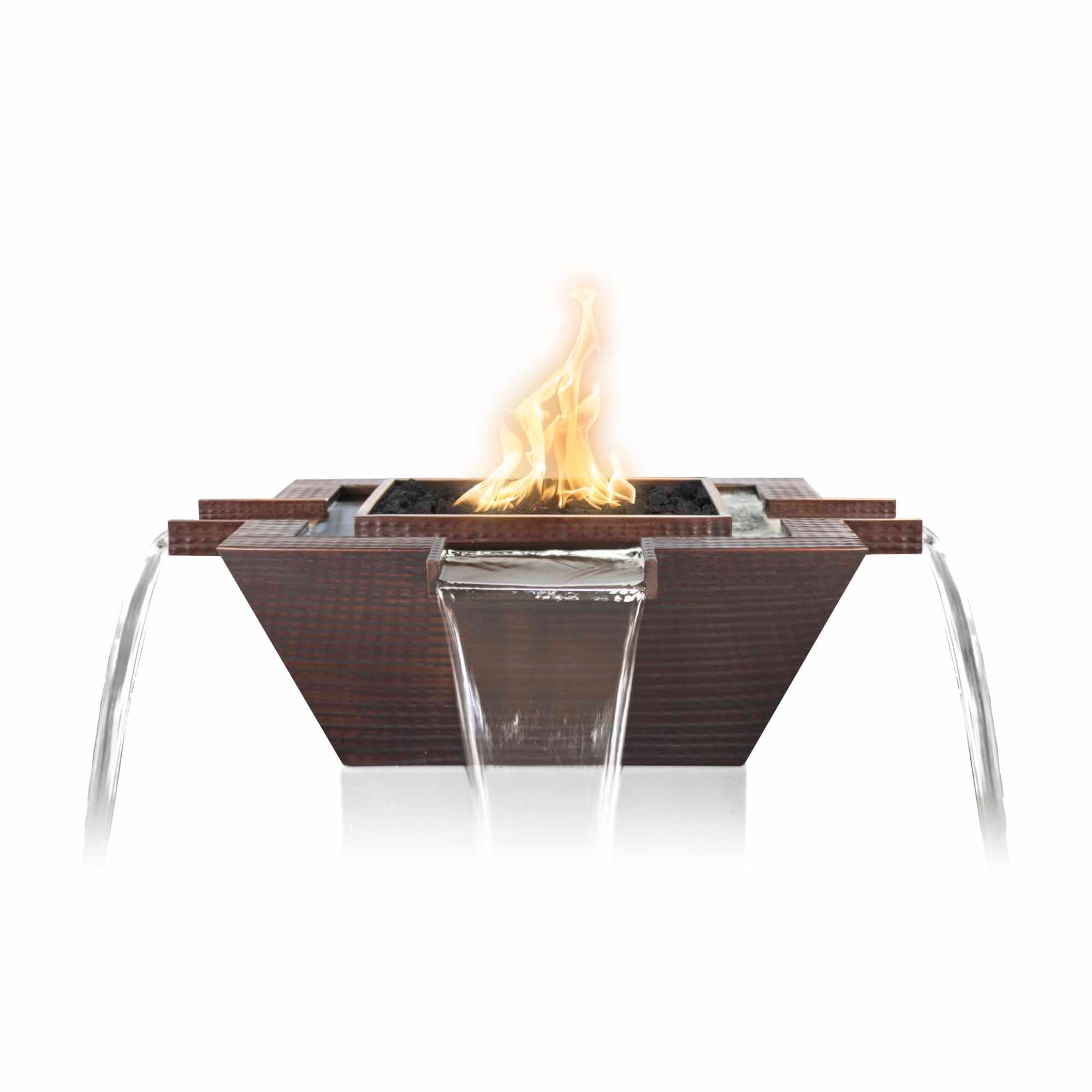 The Outdoor Plus Maya Fire & Water Bowl 4-Way Spill Hammered Copper OPT-XXFW4W - Serenity Provision