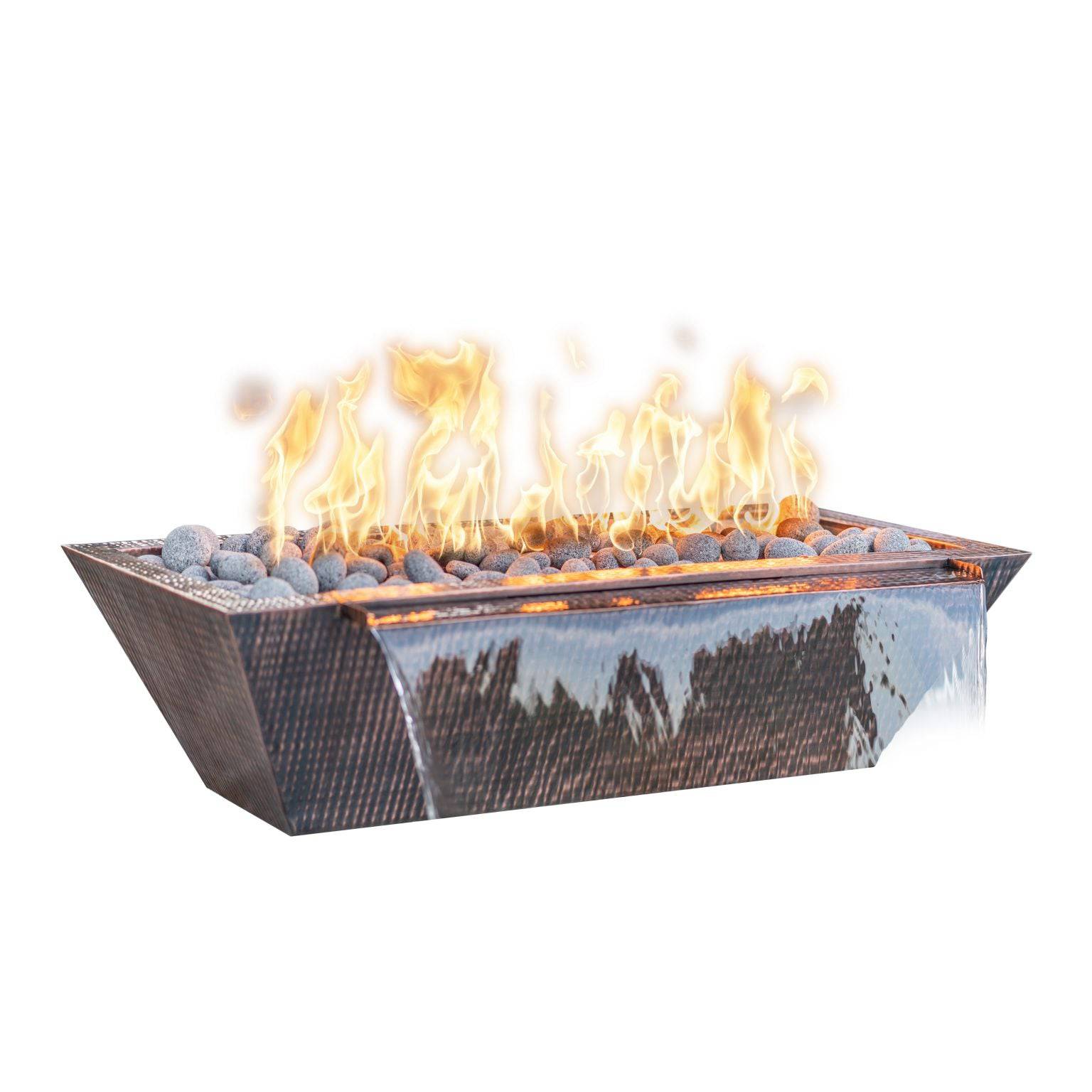 The Outdoor Plus Maya Fire & Water Bowl Linear Hammered Copper OPT-XX20MCFW - Serenity Provision