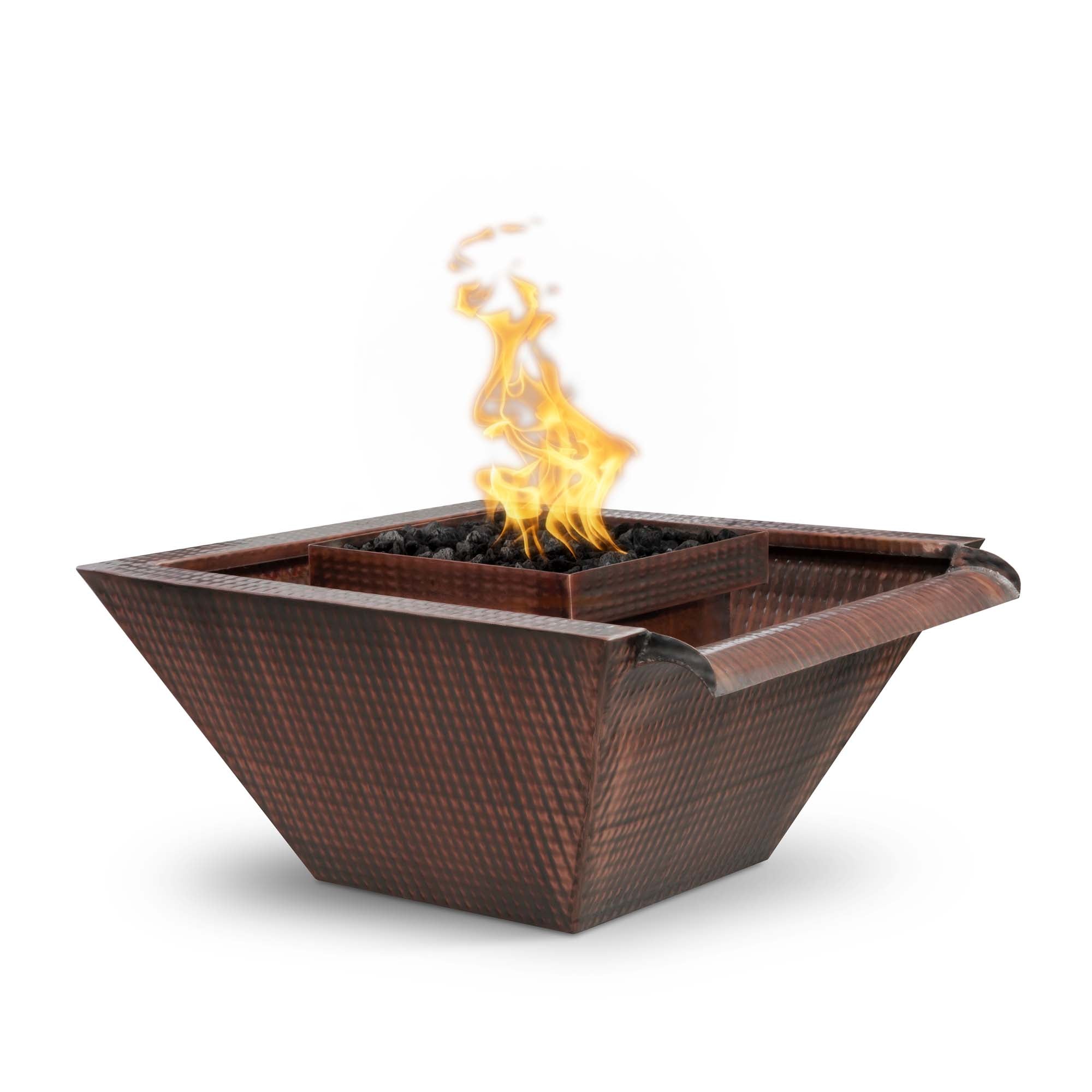 The Outdoor Plus Maya Fire & Water Bowl Wide Gravity Spill Hammered Copper OPT-SQXXFWWS - Serenity Provision