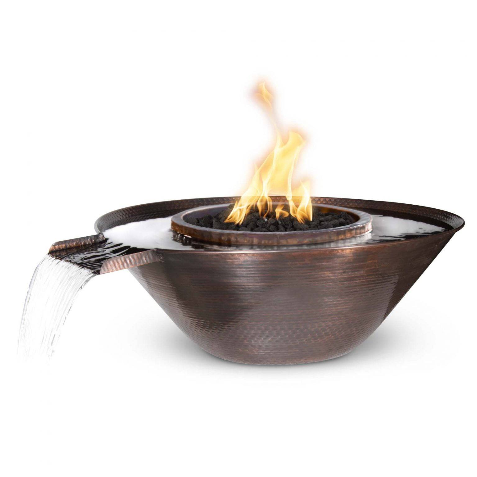 The Outdoor Plus Remi Fire & Water Bowl Gravity Spill Hammered Copper OPT-31RCFOGS - Serenity Provision