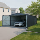Chery Industrial 13 x 20 ft Plus Upgraded Metal Garage Shed with Double Front Doors, Side Entry Door