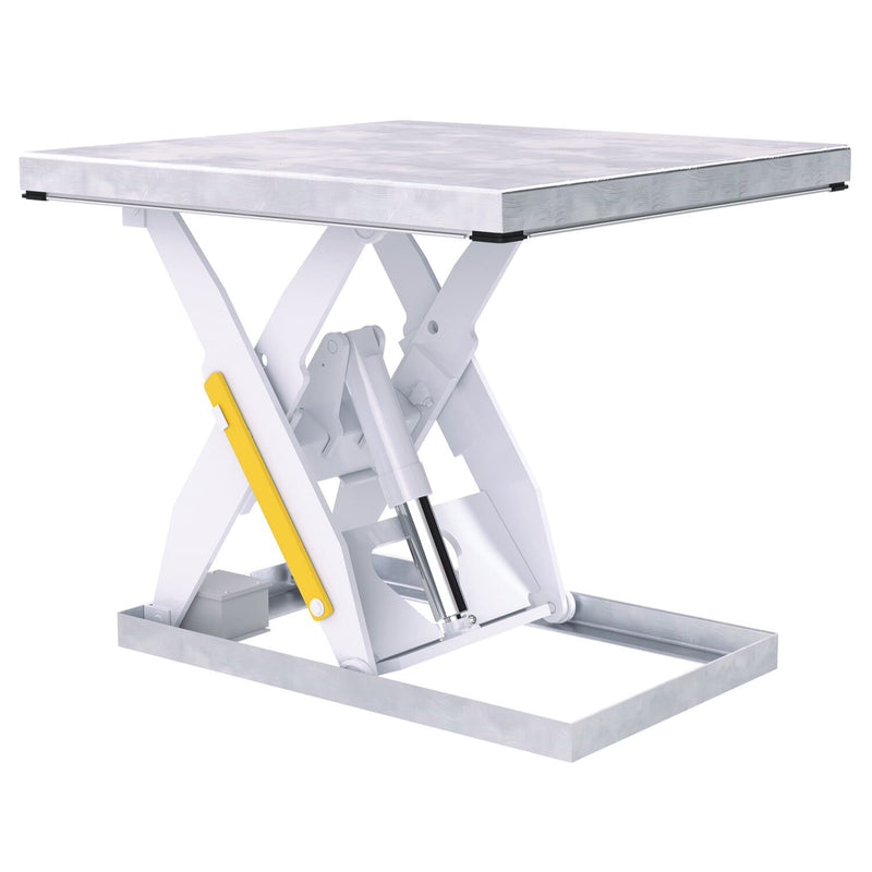 Vestil Partially Stainless Steel Electric Hydraulic Lift Table 48 In. x 48 In. 2000 Lb. Capacity Blue/Silver - EHLT-4848-2-43-PSS