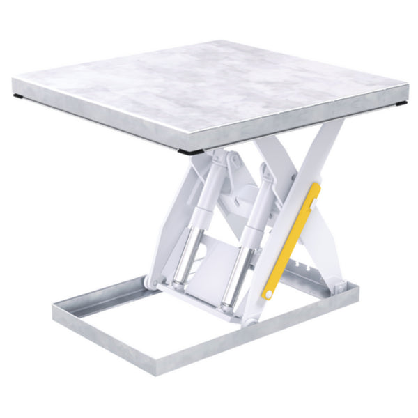 Vestil Partially Stainless Steel Electric Hydraulic Lift Table 48 In. x 48 In. 4000 Lb. Capacity Silver/White - EHLT-4848-4-43-PSS