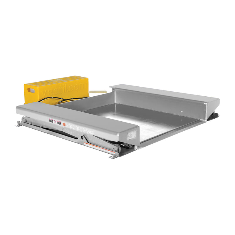 Vestil Partially Stainless Steel Ground Lift Scissor Table 38 In. x 50 In. 4000 Lb. Capacity Blue - EHLTG-3850-4-36-PSS