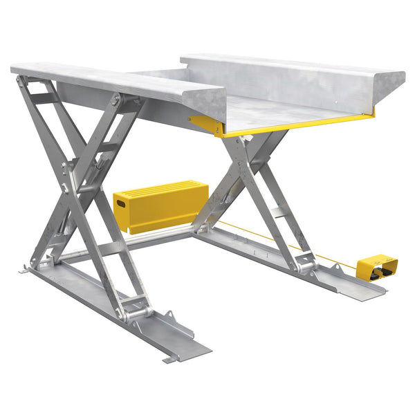 Vestil Partially Stainless Steel Ground Lift Scissor Table 44 In. x 70 In. 4000 Lb. Capacity Blue -EHLTG-4470-4-48-PSS