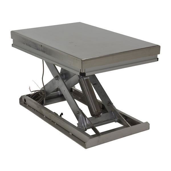 Vestil Partially Stainless Steel Work Station Electric Hydraulic Scissor Table 24 In. x 36 In. 1500 Lb. Capacity - EHLT-WS-2436-PSS