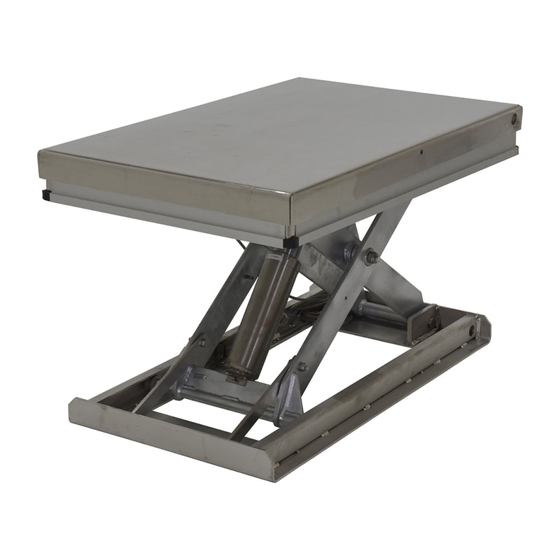 Vestil Partially Stainless Steel Work Station Electric Hydraulic Scissor Table 24 In. x 36 In. 1500 Lb. Capacity - EHLT-WS-2436-PSS