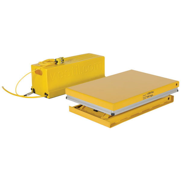 Vestil Steel Work Station Electric Hydraulic Scissor Table 24 In. x 36 In. 1500 Lb. Capacity Yellow - EHLT-WS-2436-1.5-31