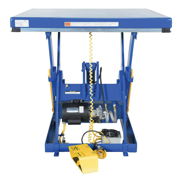 Vestil Steel Electric Hydraulic Lift Table with Foot Control 24 In. x 48 In. 3000 Lb. Capacity Blue - EHLT2448-3-43FC
