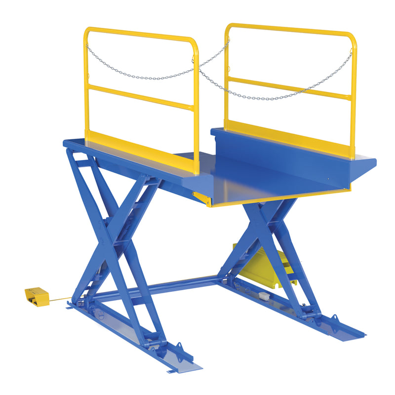 Vestil Steel Ground Lift Scissor Table 52 In. x 84 In. 3000 Lb. Capacity Blue - EHLTG-5284-3-54