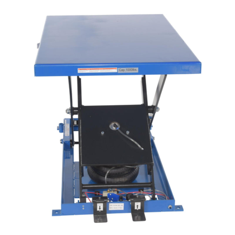 Vestil Steel Heavy-Duty Air Bag Scissor Lift Table 48 In. x 32 In. 1,000 Lb. Capacity Blue - ABLT-1000