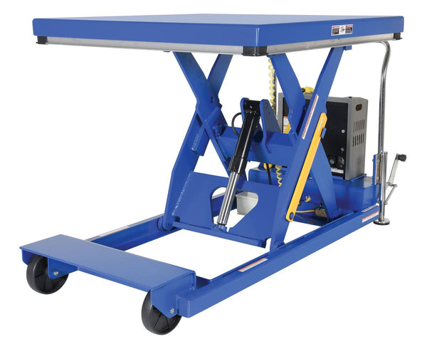 Vestil Steel Heavy Duty Portable 115 Volt AC Powered Scissor Lift Table 24 In. x 48 In. 2000 Lb. Capacity Blue - PST-2448-2-46-115-1