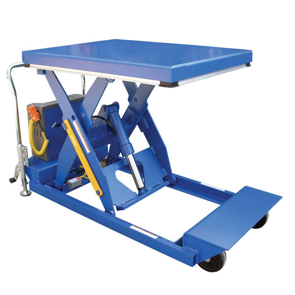 Vestil Steel Heavy Duty Portable 115 Volt AC Powered Scissor Lift Table 24 In. x 64 In. 1000 Lb. Capacity Blue - PST-2464-1-58-115-1