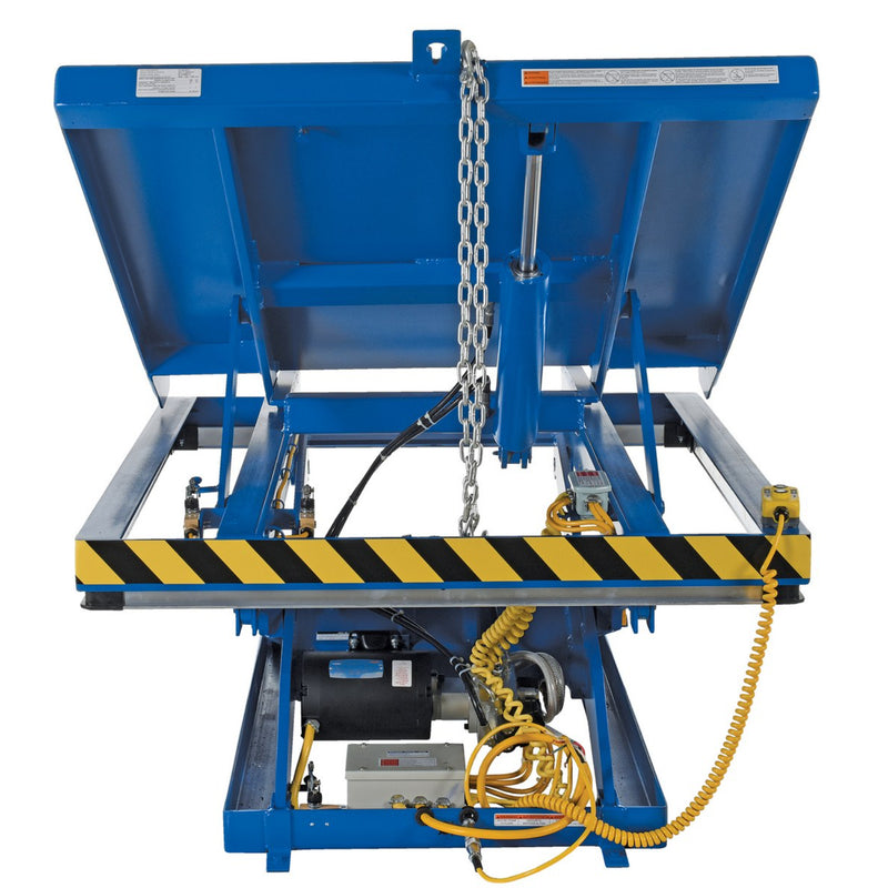 Vestil Steel Lift and End Tilt Scissor Table 48 In. x 48 In. 3000 Lb. Capacity Blue - EHLTT-4848-3-47