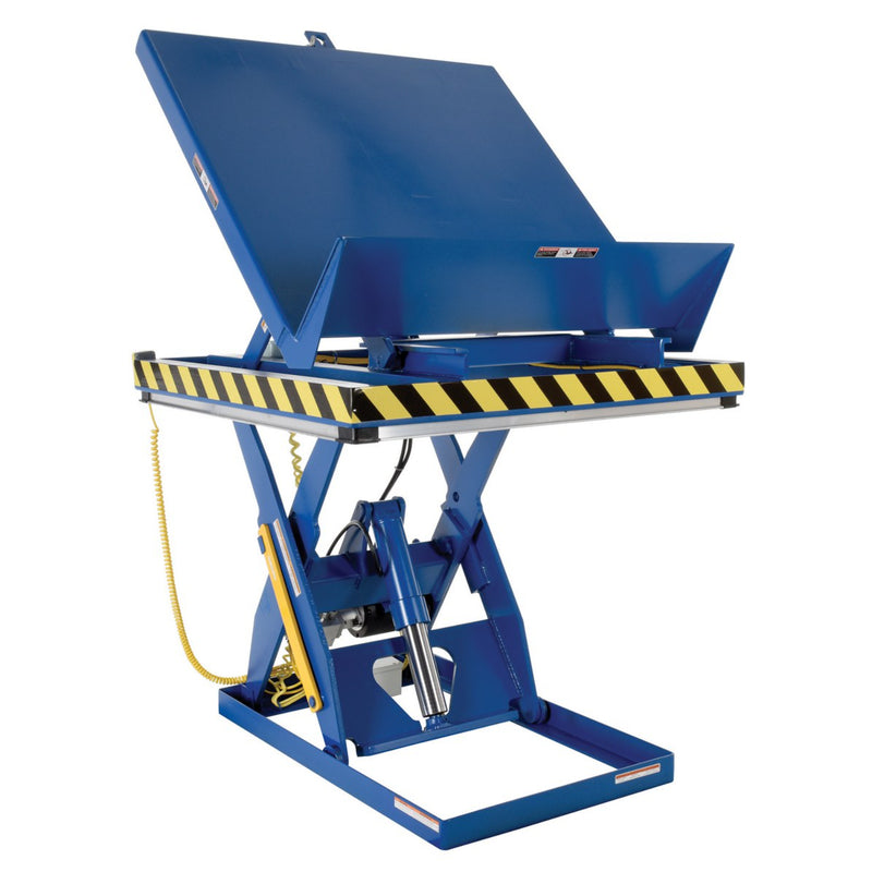 Vestil Steel Lift and End Tilt Scissor Table 48 In. x 48 In. 3000 Lb. Capacity Blue - EHLTT-4848-3-47