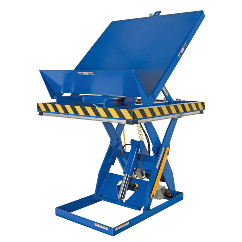 Vestil Steel Lift and End Tilt Scissor Table 48 In. x 48 In. 3000 Lb. Capacity Blue - EHLTT-4848-3-47