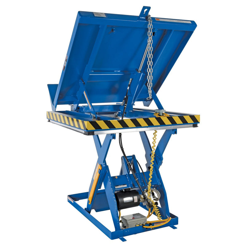 Vestil Steel Lift and End Tilt Scissor Table 48 In. x 48 In. 3000 Lb. Capacity Blue - EHLTT-4848-3-47