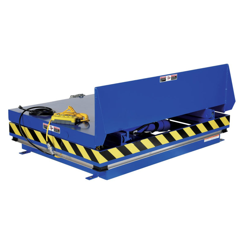 Vestil Steel Lift and Side Link Tilt Scissor Table 36 In. x 54 In. 2000 Lb. Capacity Blue - EHLTTS-3654-2-48