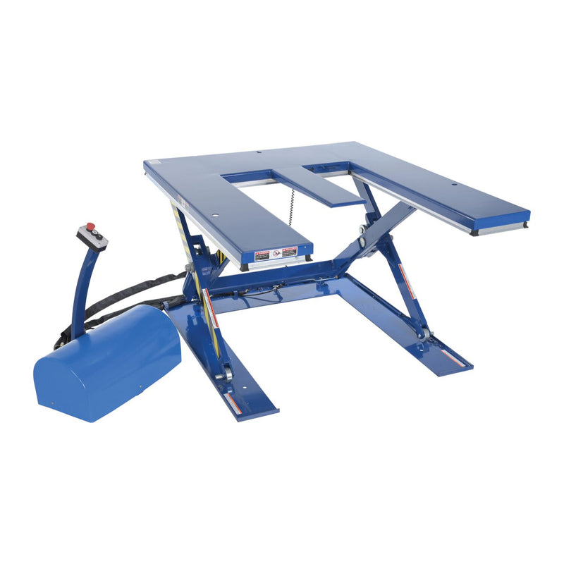 Vestil Steel Low Profile Electric Lift Table E Type 63 In. x 53-1/2 In. x 4-1/4 In. 3000 Lb. Capacity Blue - EHE-3