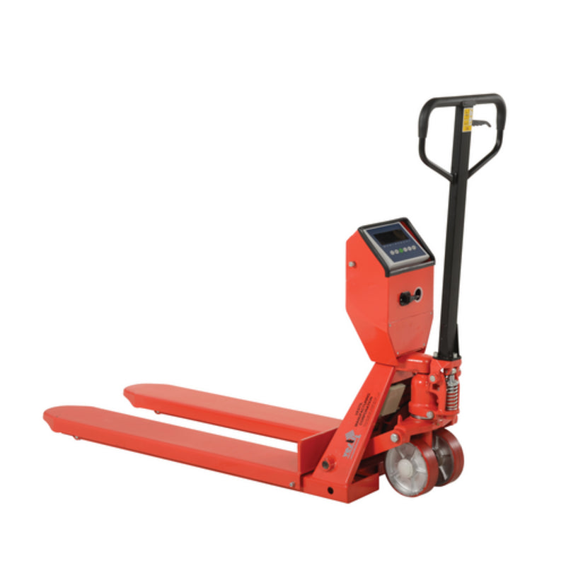 Vestil Steel Low Profile Pallet Truck with Scale 64-1/2 In. x 22-3/8 In. x 48 In. 5000 Lb. Capacity Red - PM-2048-SCL-LP