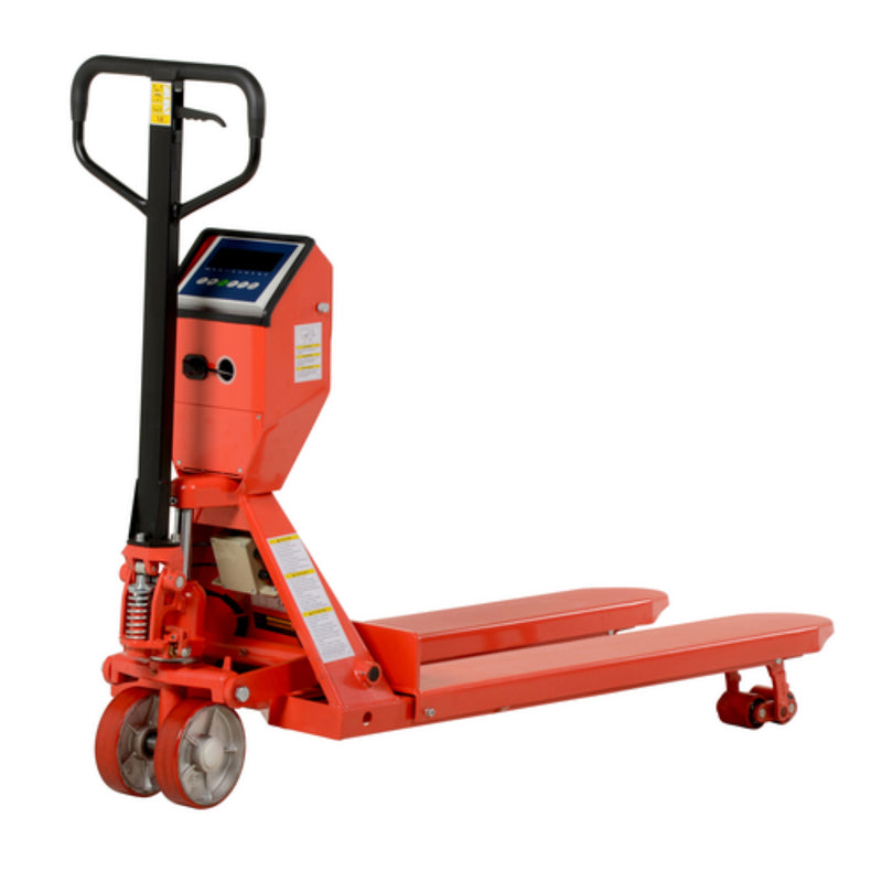Vestil Steel Low Profile Pallet Truck with Scale 64-1/2 In. x 22-3/8 In. x 48 In. 5000 Lb. Capacity Red - PM-2048-SCL-LP