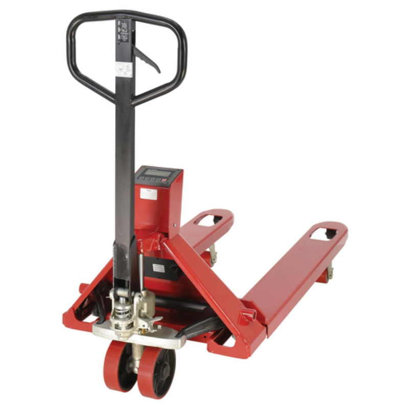 Vestil Steel Trade Legal Low Profile Pallet Truck with Scale and Printer 66 In. x 28 In. x 48 In. 5000 Lb. Capacity Red - PM-2746-TL-SCL-LP-PT