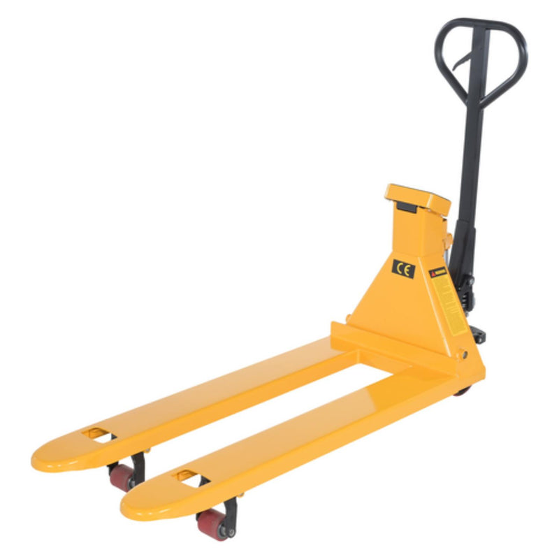 Vestil Steel Low Profile Pallet Truck with Scale 67-1/2 In. x 20 In. x 47 In. 5000 Lb. Capacity Yellow - PM5-2048-SCL-LP-E