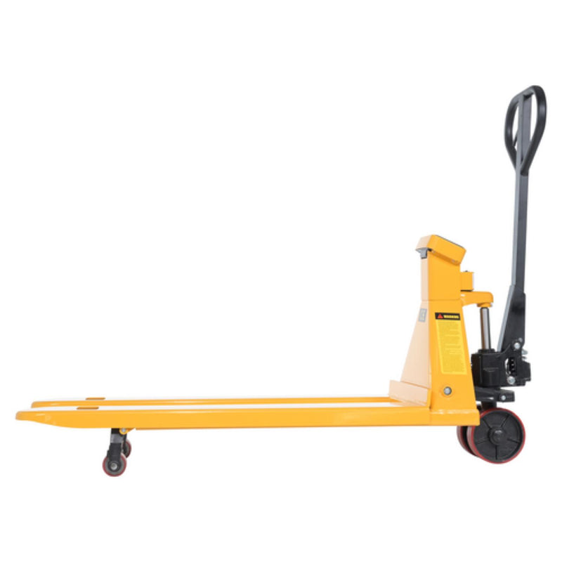 Vestil Steel Low Profile Pallet Truck with Scale 67-1/2 In. x 20 In. x 47 In. 5000 Lb. Capacity Yellow - PM5-2048-SCL-LP-E