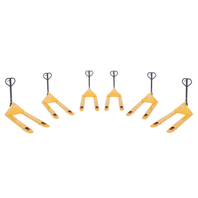 Vestil Steel (Quantity 6) Economy Pallet Truck Hand and Foot Release 62 In. x 29 In. x 48 In. 4,400 Lb. Capacity Yellow - PM4-2748-E-6PKG